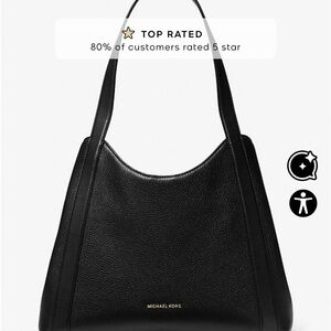Michael Kors Rosemary Black Pebbled Leather Shoulder Bag